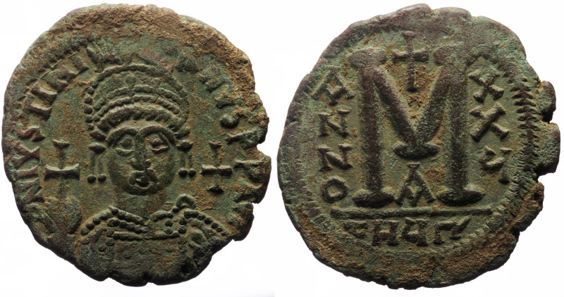 Justinian I (527-565), follis (Bronze, 37.0 mm, 18.03 g), Antioch, dated RY25 = ...