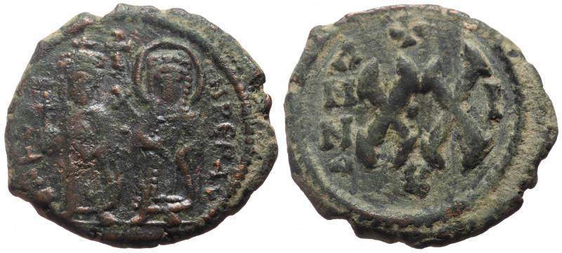 Phocas (602-610) AE Half Follis (Bronze, 4.95g, 22mm) Theoupolis (Antioch) Dated...