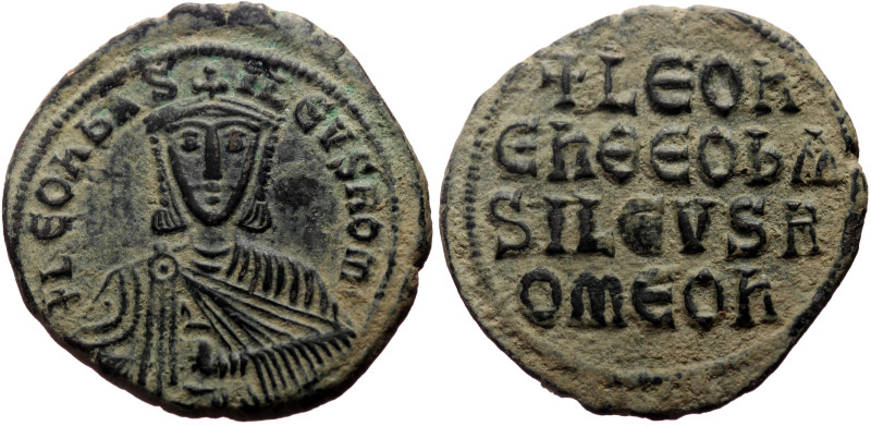 Leo VI (886-912) AE Follis (Bronze, 7.96g, 27mm) Constantinople 
Obv: +LEON bASI...