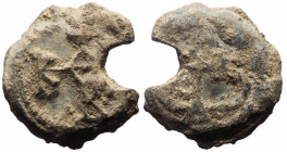 Byzantine seal (Lead, 24.7 mm, 16.11 g)
Probably Zotikos – Bizantine seal lead (seven/eighth century).
Obv: Invocative cruciform type Laurent II = Θ...