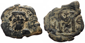 Islamic, Time of the Rashidun, Pseudo-Byzantine types Time of Uthman ibn Affan, AH 24-35 / AD 644-656. Fals (Bronze, 3.51g, 25mm) uncertain Syrian min...