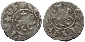Armenia, Cilician Armenia, Royal, Oshin (1308-1320) AR Tram (Silver, 2.35g, 21mm) 
Obv: Oshin on horseback riding right, head facing, holding mace; pe...