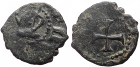 Cilician Armenia, Levon IV (1320-1342) AE Pogh (Bronze, 1.76g, 17mm) 
Obv: Levon seated facing, holding cross and sceptre. 
Rev: Ornate Cross. 
Ref: C...