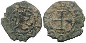 Armenia, Cilician Armenia. Levon V (1373-1375) AE Pogh (Bronze, 0.98g, 15mm) 
Obv: Lion of Cyprus rampant to right within circular pelleted border 
Re...