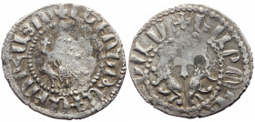 Armenia, Cilician Armenia, Royal, Levon I (1198-1219) AR Tram (Silver, 2.84g, 23mm) 
Obv: Levon seated facing on leonine throne, holding lis and orb. ...