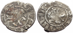 Armenia, Cilician Armenia, Royal, Levon III (1301-1307) AR Tram (Silver, 2.25g, 21mm)
Obv: Levon on horseback riding right, head facing, holding cruci...