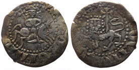 Cilician Armenia, Royal, Levon II (1270-1289) AR Tram (Silver, 2.50g, 22mm)
Obv: Levon II, crowned, riding on horseback to right, holding sceptre
Rev:...