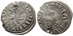 Cilician Armenia, Levon III (1301-1307), takvorin/tram (Silver, 22.0 mm, 1.71 g).
Levon III crowned, riding on horseback to right, holding sceptre end...