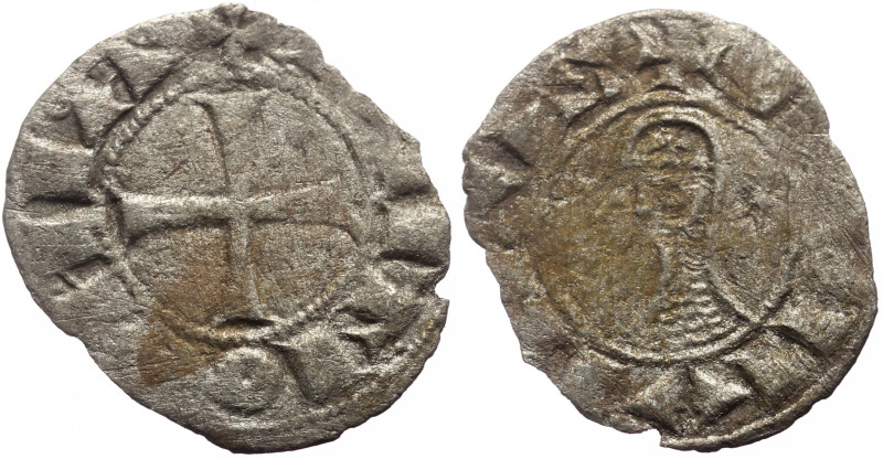 Crusaders, Antioch Bohémond III (1163-1201) AR/BI Denier (Silver, 0.60g, 19mm) 1...