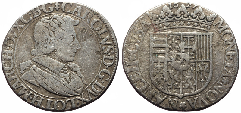 Duchy of Lorraine, Charles IV (1625-1675) AR Teston (Silver, 6.76g, 27mm) Nancy,...