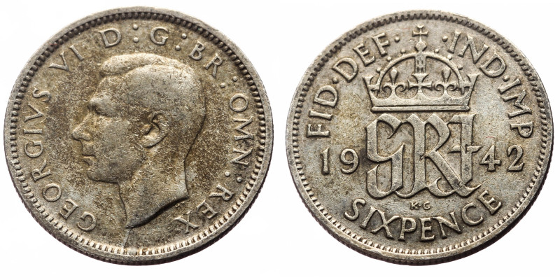 United Kingdom, 6 Pence (Silver, 2.79g, 20mm) George VI 1st coinage
Obv: GEORGI...