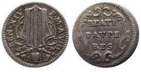 Italian States, Stato Pontificio (Papal States), Benedict XIV AR Mezzo Grosso (Silver, 0.62g, 17mm) Rome, 1740-1758. Commemorating the Jubilee. 
Obv: ...