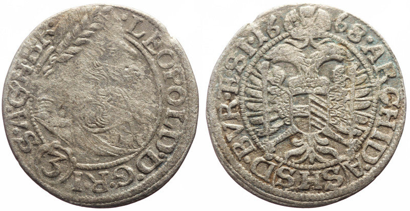 Austria, Holy Roman Empire, Leopold I (1658-1705) AR 3 Kreuzer – Groschen (Silve...