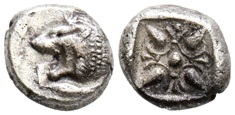 JONIA, Miletos. Dióbolo. (Ar. 1,17g/9mm). 600-500 a.C. (SNG Kayhan 476-81). Anv:...