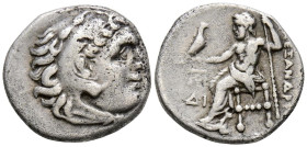 REYES DE MACEDONIA, Alejandro III el Grande. Dracma. (Ar. 4,08g/17mm). 323-319 a.C. Teos. (Price 2264). Anv: Cabeza de Heracles a la derecha, con toca...