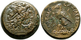 REINO PTOLEMAICO, Ptolomeo IV Philopator. Ae33. (Ae. 32,80g/33mm). 219-204 a.C. (Svoronos 1127; SNG Copenhagen 201-202). Anv: Cabeza de Zeus laureada ...