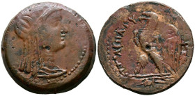 REINO PTOLEMAICO, Ptolomeo V Epiphanes. Ae32. (Ae. 18,04g/32mm). 208-180 a.C. (Svoronos 1233; SNG Copenhagen 246). Anv: Cabeza de Isis a la derecha. R...