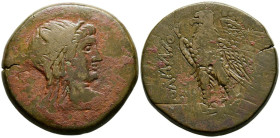 REINO PTOLEMAICO, Ptolomeo V Epiphanes. Ae36. (Ae. 30,96g/36mm). 208-180 a.C. (Svoronos 1233; SNG Copenhagen 246). Anv: Cabeza de Isis a la derecha. R...