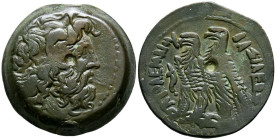 REINO PTOLEMAICO, Ptolomeo VI Philometor. Ae30. (Ae. 21,35g/30mm). 204-180 a.C. Alejandría. (Svoronos 1424; SNG Copenhagen 308). Anv: Cabeza de Zeus-A...