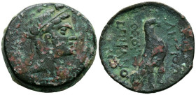 REINO SELEUCIDA, Antíoco IV Epífanes. AE.25 (Ae. 11,95g/25mm). 175-164 a. C. Antioquía (Seaby 1415). Anv: Cabeza laureada y radiada de Zeus-Serapis a ...