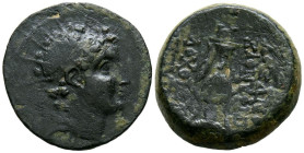 REINO SELEUCIDA. Antiochos VI Dionysos. Ae21 (Ae. 7,37g/21mm). 144-142 a. C. Apameia. (Seaby 2015.1). Anv: Busto radiado de Antiochos VI a derecha. Re...