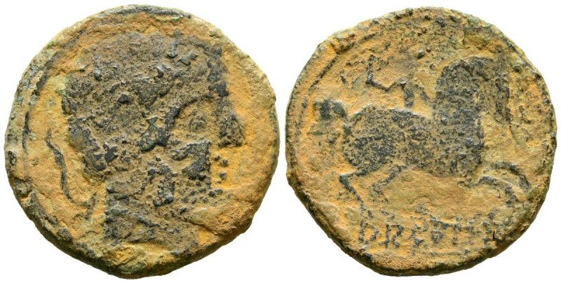 ARSAOS (Area de Navarra). As. (Ae. 6,93/24mm). 120-80 a.C. (FAB-144). Anv: Cabez...