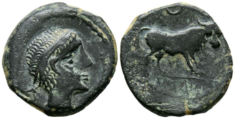 CASTULO (Cazlona, Jaén). Semis. (Ae. 4,81g/20mm). 180 a.C. (FAB-717). Anv: Cabez...