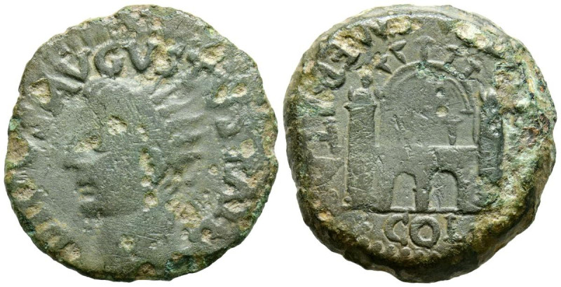 EMERITA AUGUSTA (Mérida, Badajoz). As. (Ae. 9,98g/25mm). 14-36 d.C. (FAB-1043). ...