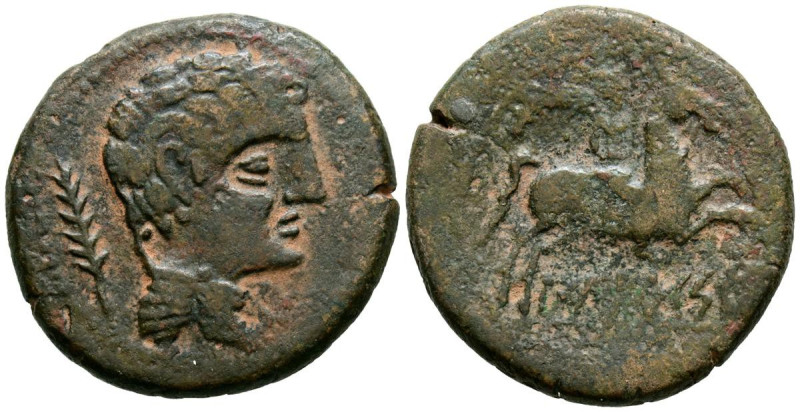 ILTIRCESCEN (Lérida). As. (Ae. 11,52g/26mm). 120-20 a.C. (FAB-1446). Anv: Cabeza...