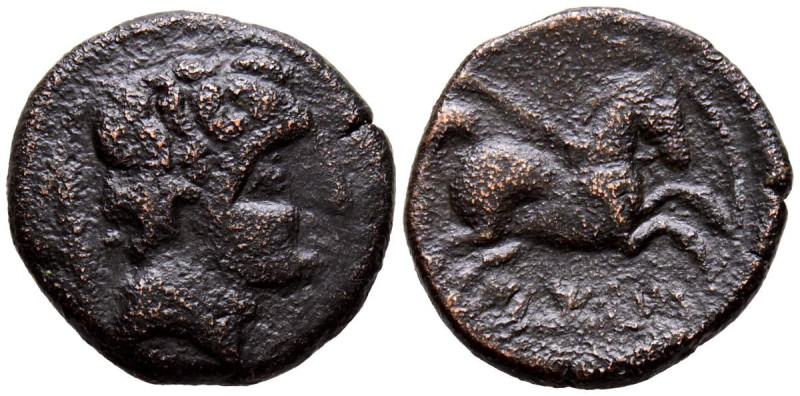 ILTIRCESCEN (Lérida). Semis. (Ae. 5,45g/20mm). 120-20 a.C. (FAB-1450). Anv: Cabe...