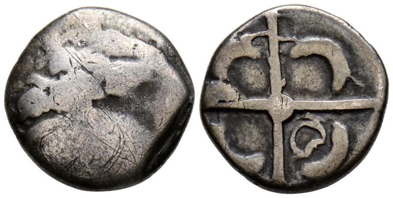 RODETON (Rosas, Gerona). Dracma, imitación Gala. (Ar. 3,38g/15mm). 250-195 a.C. ...