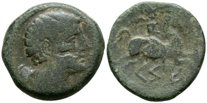 CESE (Tarragona). As. (Ae. 15,53g/28mm). 120-20 a.C. (FAB-2276). Anv: Cabeza mas...