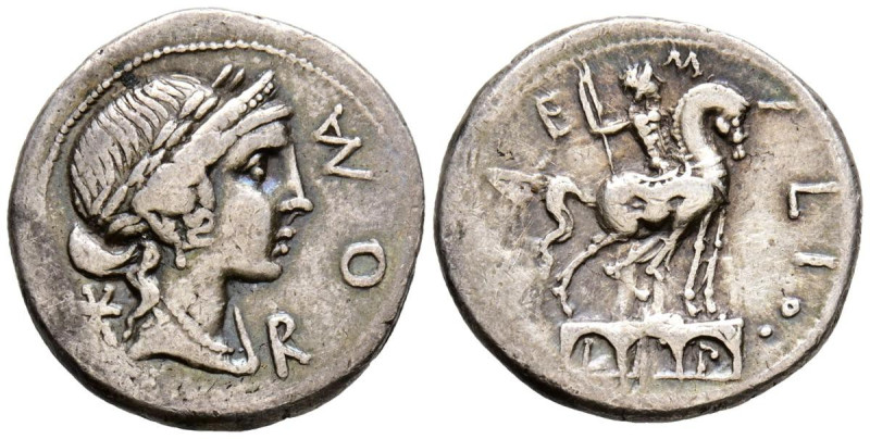 GENS AEMILIA. Denario. (Ar. 3,79g/19mm). 114-113 a.C. Ceca del sur de Italia. (C...