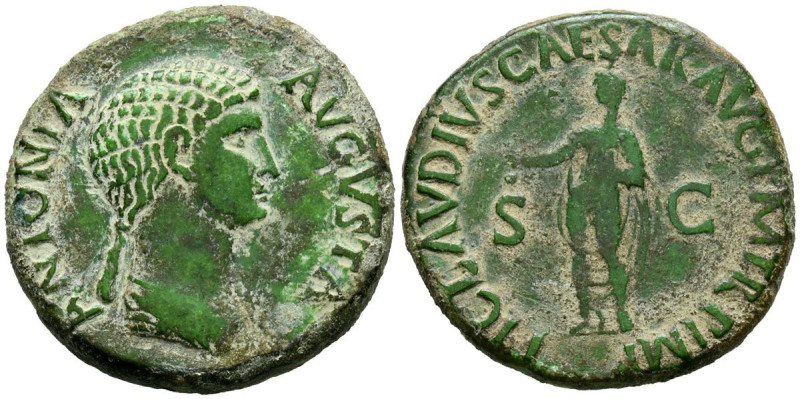 ANTONIA. As. (Ae. 13,86g/29mm). 41-42 d.C. Roma. (RIC 92). Anv: Busto drapeado c...