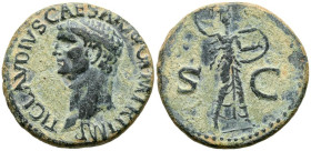 CLAUDIO I. As. (Ae. 9,64g/27mm). 41-50 d.C. Roma. (RIC 100). Anv: Cabeza de Claudio I a izquierda, alrededor leyenda: TI CLAVDIVS CAESAR AVG P M TR P ...