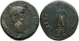 CLAUDIO I. Sestercio. (Ae. 28,80g/37mm). 42-43 d.C. Roma. (RIC 99). Anv: Cabeza laureada de Claudio I a derecha, alrededor leyenda: TI CLAVDIVS CAESAR...