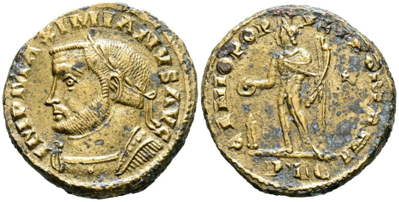 MAXIMIANO. Follis. (Ae. 11,14g/27mm). 286-305 d.C. Lugdunum. (RIC 187b). Anv: Bu...