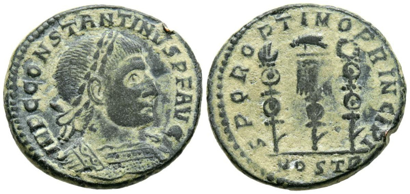 CONSTANTINO I. Follis. (Ae. 4,51g/21mm). 306-307 d.C. Ostia. (RIC 96). Anv: Bust...