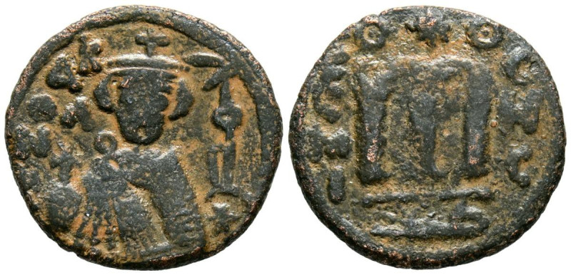 ARABO-BIZANTINO, Califato Omeya de Damasco. Felús. (Ae. 3,64g/20mm). 65-86H. Him...