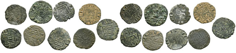 ALFONSO X (1252-1284). Lote de 10 pugesas/óbolos. Diferentes cuños, marcas de ce...