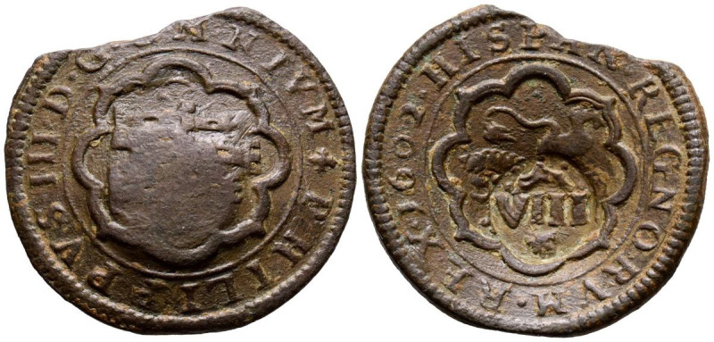 FELIPE III (1598-1621). 4 Maravedís. (Ve. 5,16g/27mm). 1602. Coruña C. (Cal-2019...