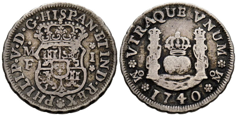 FELIPE V (1700-1746). 1 Real. (Ar. 3,32g/20mm). 1740. México MF. (Cal-2019-516)....