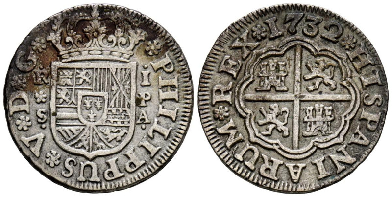 FELIPE V (1700-1746). 1 Real. (Ar. 2,87g/19mm). 1732. Sevilla PA. (Cal-2019-656)...