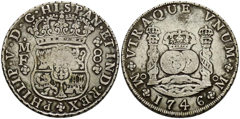 FELIPE V (1700-1746). 8 Reales. (Ar. 27,00g/39mm). 1746. Mexico MF. (Cal-2019-14...