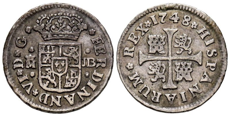 FERNANDO VI (1746-1759). 1/2 Real. (Ar. 1,33g/16mm). 1748. Madrid JB. (Cal-2019-...