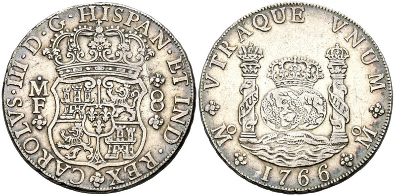 CARLOS III (1759-1788). 8 Reales. (Ar. 26,98g/39mm). 1766. México MF. (Cal-2019-...