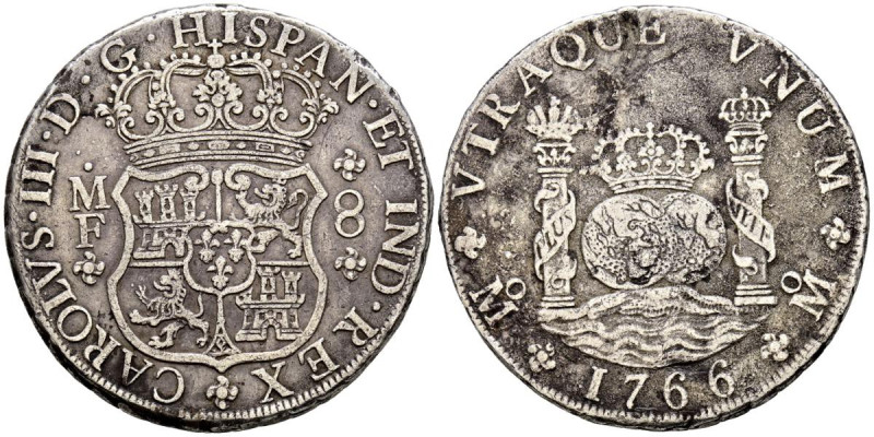 CARLOS III (1759-1788). 8 Reales. (Ar. 26,24g/39mm). 1766. México MF. (Cal-2019-...