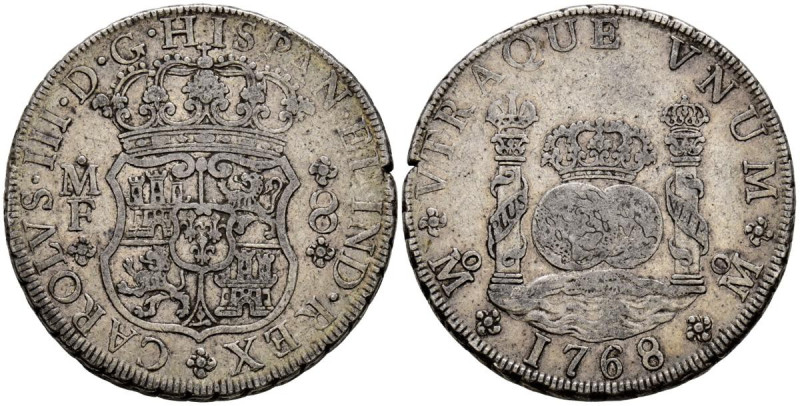 CARLOS III (1759-1788). 8 Reales. (Ar. 26,71g/39mm). 1768. México MF. (Cal-2019-...