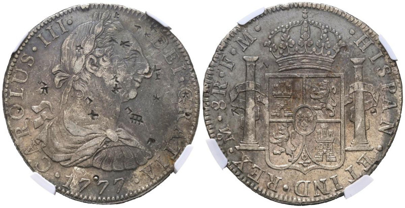 CARLOS III (1759-1788). 8 Reales. (Ar. 27,00g/38mm)*. 1777. Mexico FM. (Cal-2019...