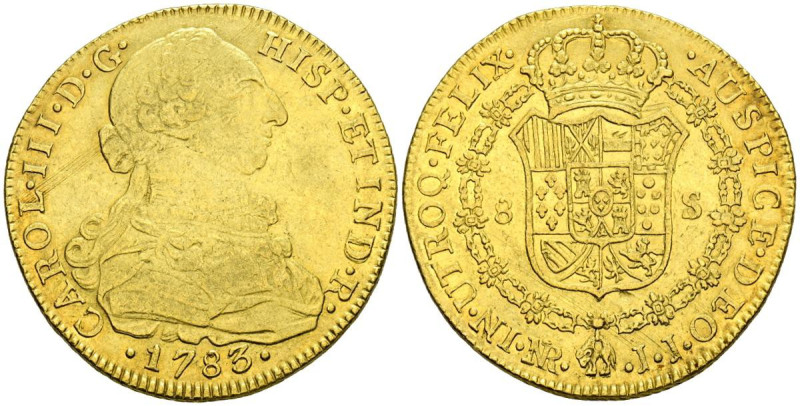 CARLOS III (1759-1788). 8 Escudos. (Au. 26,98g/37mm). 1783. Santa Fe de Nuevo Re...